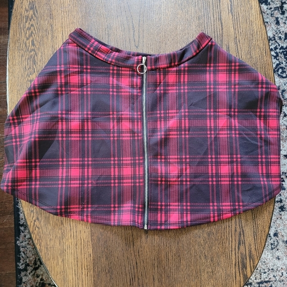 Hot Topic Black & Red Plaid O-Ring Skater Skirt Size Junior's Large - Picture 5 of 10